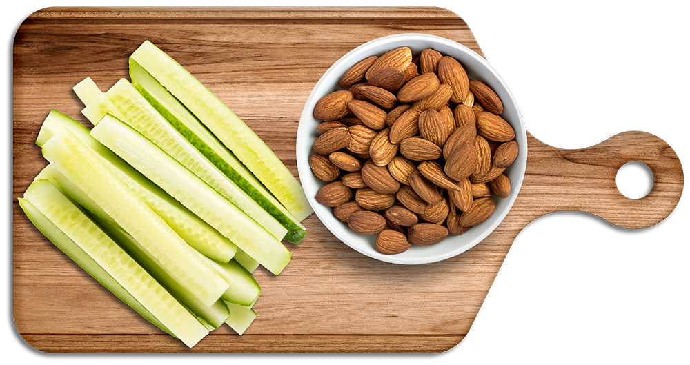 almonds and cucumbers